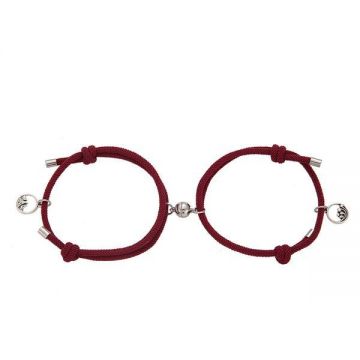 Set 2 bratari cuplu, magnetice de culoare bordo