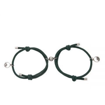 Set 2 bratari cuplu, magnetice de culoare verde inchis