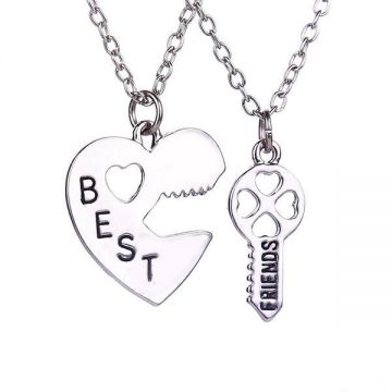 Set 2 lantisoare best friends de culoare argintie