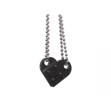 Set 2 lantisoare cuplu in forma de inima din piese LEGO, negru