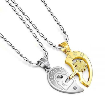 Set 2 lantisoare I love you aurii Oem