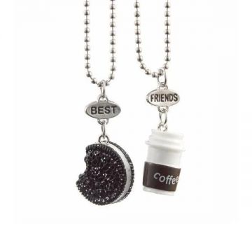 Set Lantisoare Medalioane BFF BEST Friend Friends Coffee & Oreo