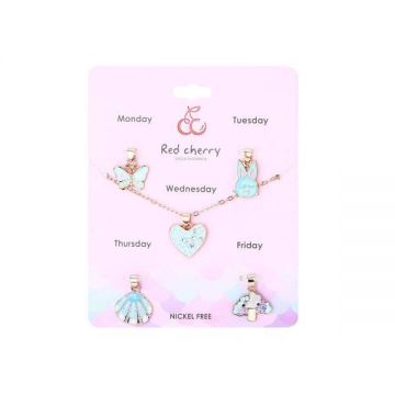 Set lantisor cu 5 pandantive model turquoise