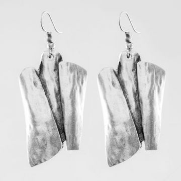 Cercei din zamac cu forma rectangulara neregulata