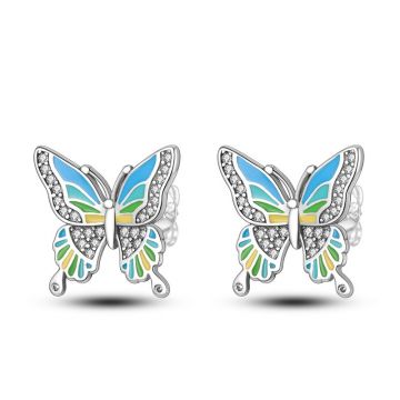 Cercei argint 925, JW598, model fluture, placati cu rodiu