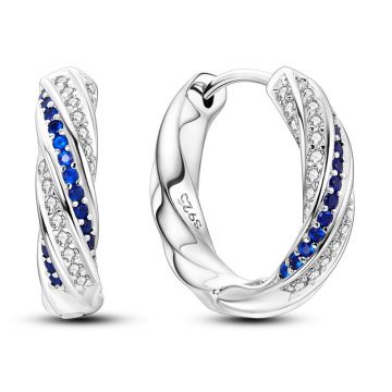 Cercei rotunzi argint 925, JW600, model cerc, placati cu rodiu