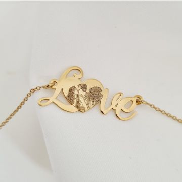 Lantisor personalizat cu poza - Eternal Love - Argint 925 placat cu Aur Galben 18K