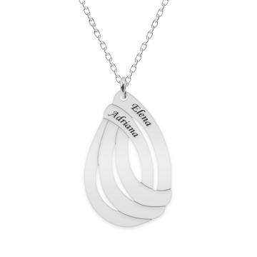 Ava - Colier personalizat lacrima mare cu nume din argint 925