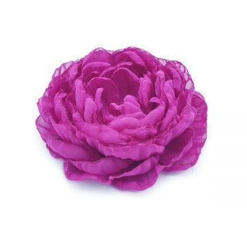 Brosa eleganta bujor mare roz din voal 10.5 cm, Corizmi, Avery