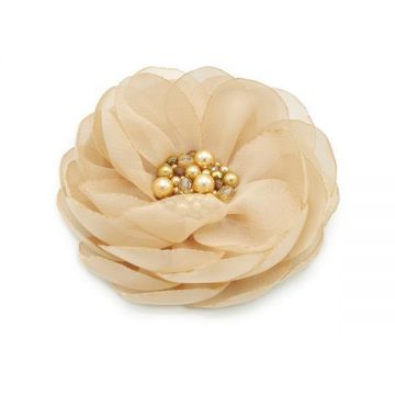 Brosa eleganta floare mare nude din voal 10 cm, Corizmi, Cream Floral Charm