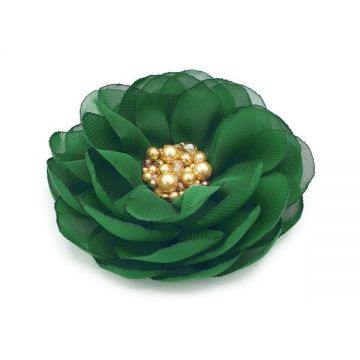 Brosa eleganta floare mare verde din voal 10 cm, Corizmi, Green Floral Charm