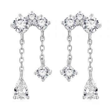 Cercei din argint Crystal Clear Glamour