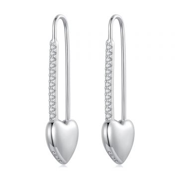 Cercei din argint Love Safety Pin