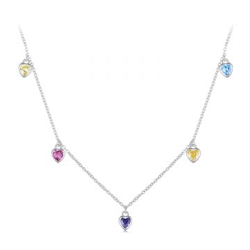 Colier din argint Colorful Hearts