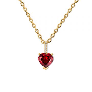 Colier din argint Golden Garnet Heart