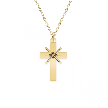Lea - Colier personalizat cruce din argint 925 placat cu aur galben 24 Karate