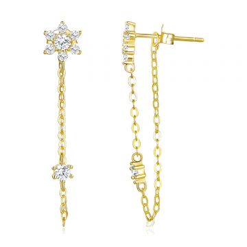 Cercei din argint Golden Crystal Flower
