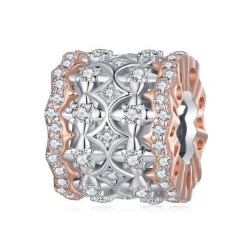 Talisman din argint Rose Gold Royal Crystal Tube