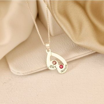 Lantisor Picaturi de emotie - 2 nume si cristale Swarovski - Argint 925