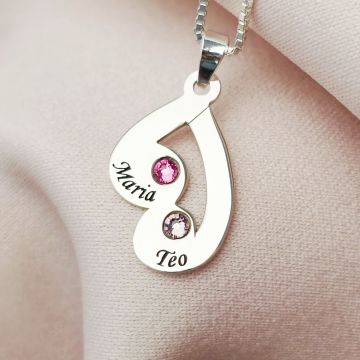 Lantisor Picaturi de emotie - 2 nume si cristale Swarovski - Argint 925