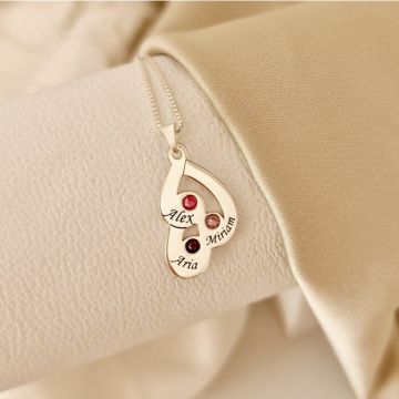 Lantisor Picaturi de emotie - 3 nume si cristale Swarovski - Argint 925
