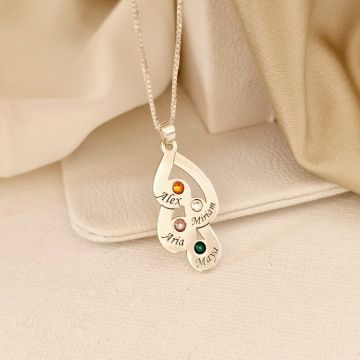Lantisor Picaturi de emotie - 4 nume si cristale Swarovski - Argint 925