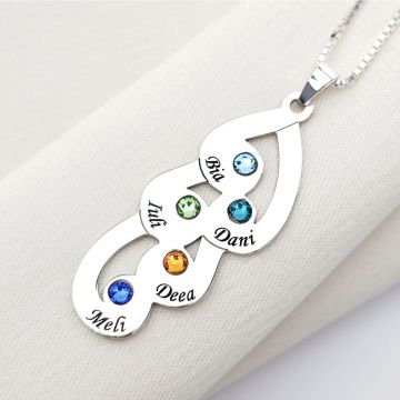 Lantisor Picaturi de emotie - 5 nume si cristale Swarovski - Argint 925