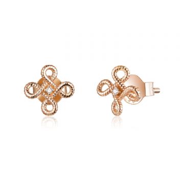 Cercei din argint Rose Gold Flower Ropes