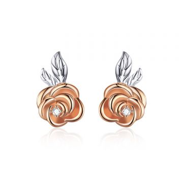 Cercei din argint Rose Gold Little Flower