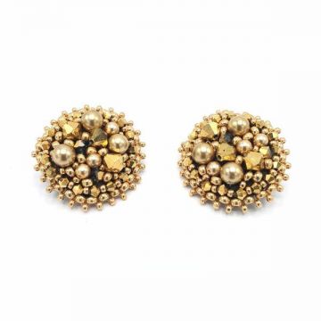 Cercei eleganti clips rotunzi aurii, Corizmi, Gold Glam Clips