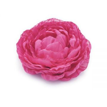Brosa floare eleganta bujor roz din voal 7.5 cm, Corizmi, Natalie