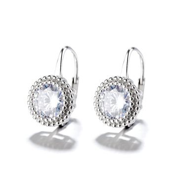 Cercei argint 925, JW713, model elegant rotund, placati cu rodiu