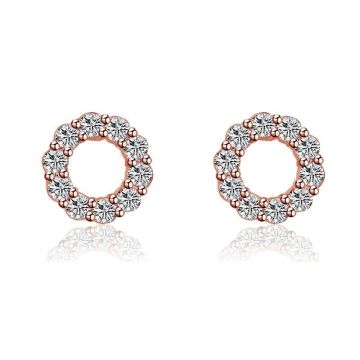 Cercei argint 925, JW898, model cerc, placati cu aur roz