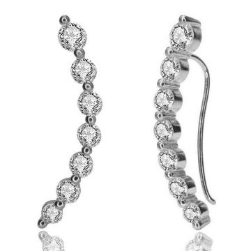 Cercei ear cuffs argint 925, JW674, model elegant, placat cu rodiu