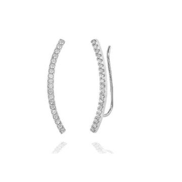 Cercei ear cuffs argint 925, JW676, model elegant, placat cu rodiu