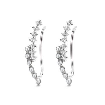 Cercei ear cuffs argint 925, JW684, model elegant, placat cu rodiu