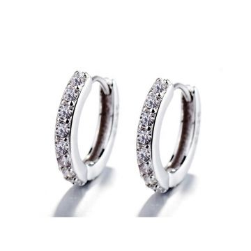 Cercei rotunzi argint 925, JW685, model clasic, placati cu rodiu