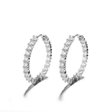 Cercei rotunzi argint 925, JW788, model cerc, placati cu rodiu