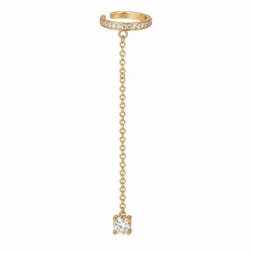Cercel ear cuff argint 925, JW997, model cu lant, placat cu aur