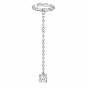 Cercel ear cuff argint 925, JW998, model cu lant, placat cu rodiu