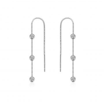 Cercei lungi argint 925, JW1072, model cu zirconiu, placati cu rodiu