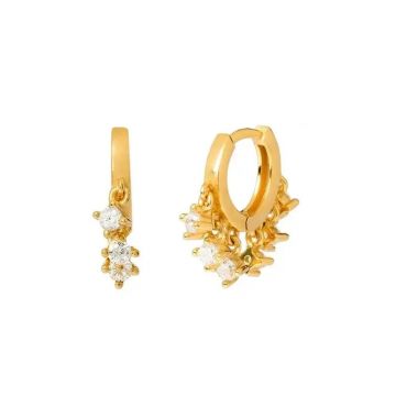 Cercei rotunzi argint 925, JW1061, model elegant cu zirconiu alb, placati cu aur