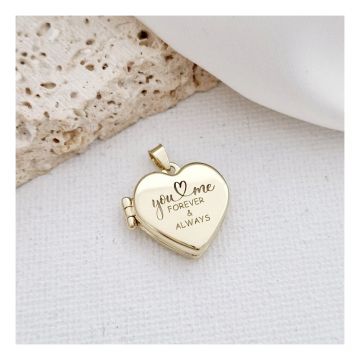 Medalionul Amintirilor - Pandantiv Aur Galben 14K - Model INIMA cu poze in interior si mesaj personalizat