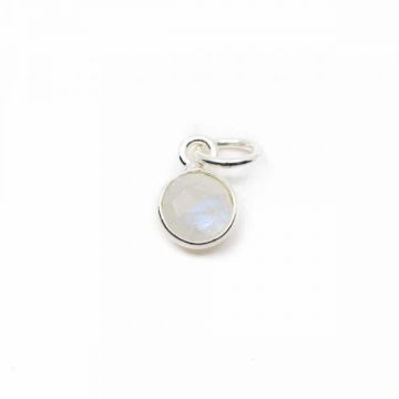 Pandantiv 0.6 cm piatra lunii curcubeu, argint, piatra lunii iunie, birthstone
