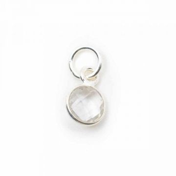 Pandantiv cuart de stanca 0.6 cm, argint, piatra lunii aprilie, birthstone