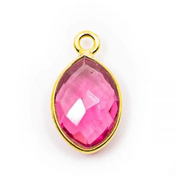 Pandantiv mini turmalina roz, argint, piatra lunii octombrie, birthstone