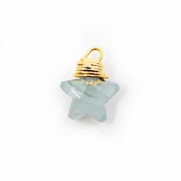 Pandantiv steluta acvamarin 1 cm, argint, piatra lunii martie, birthstone