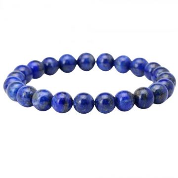 Bratara din pietre semipretioase 8mm Lapis Lazuli cu pigment culoare lucrata manual - Bratara stretch cu margele