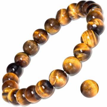 Bratara elastica cu pietre semipretioase ochi de tigru de 8 mm ,   bratara pentru meditatie