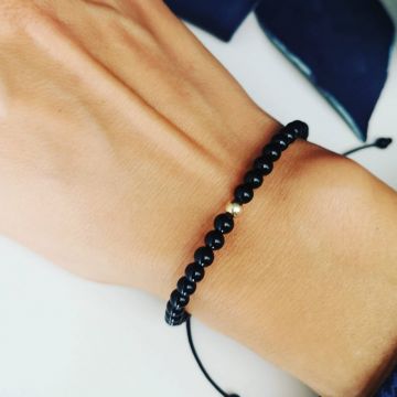 Bratara onix si biluta Aur 4mm